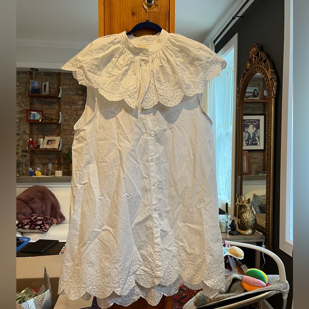 H&M Button Down Eyelet Frocked Babydoll Dress